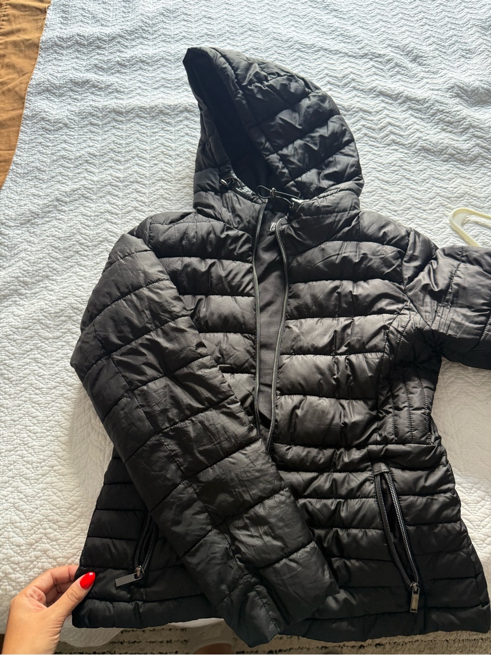 ZaraBlack Quilted Hooded Puffer Jacket - Women